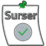 A pined paper with Surser and a check-mark, which is circled in grey.